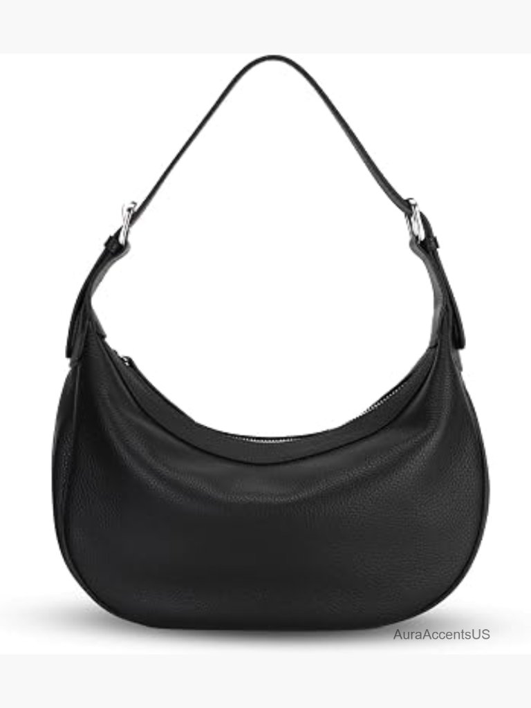Genuine Leather Hobo Crossbody Bag With Two Adjustable Straps